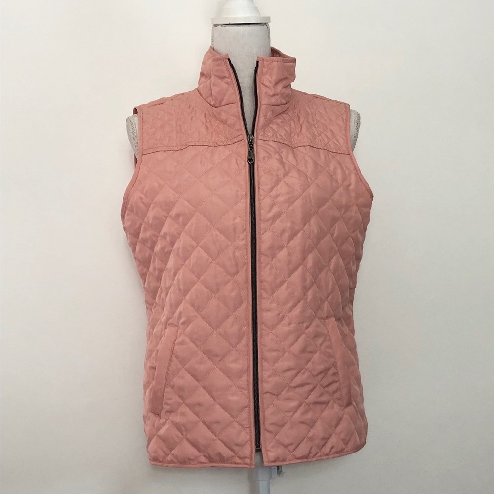 Onque Casual Pink Peach Hues Quilted Zip Up Vest
